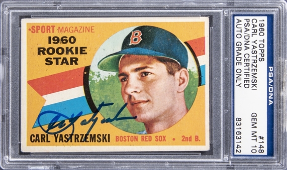 1960 Topps #148 Carl Yastremzski Signed Rookie Card - PSA/DNA GEM MT 10